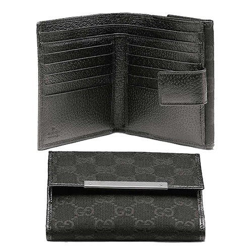 Noir Gucci Volet Français Marque Portefeuille Plaque De Métal Grey